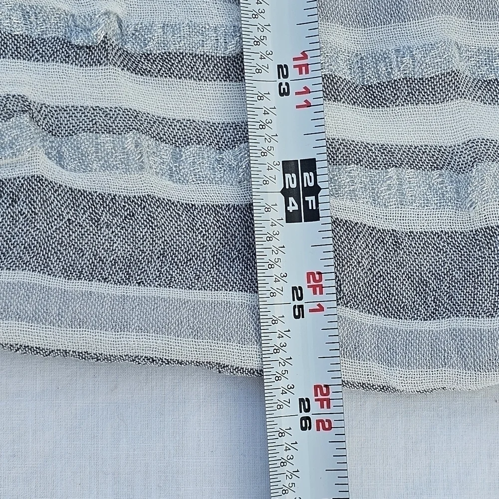 Calvin Klein gray and white Striped Infinity Scarf